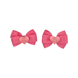 Set of 2 Mini Pastel Heart Clips - Dark Pink